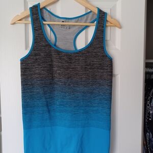Blue & Dark Gray Ombre Racerback Tank Top (Size L)